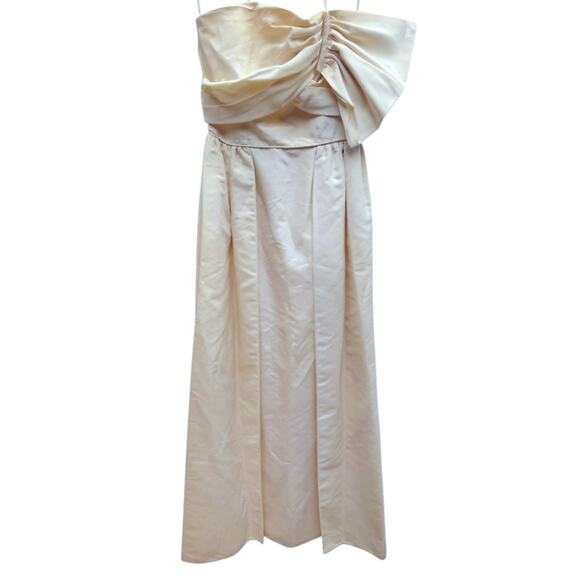 American Vintage Dresses & Skirts - Vtg 50s Butter Yellow Statement Bow Strapless Feminine Dress XS Coquette Maxi